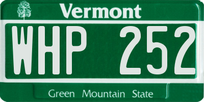 VT license plate WHP252