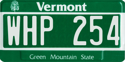 VT license plate WHP254