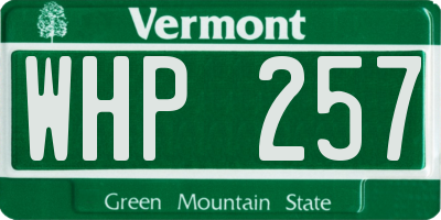 VT license plate WHP257