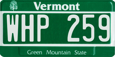 VT license plate WHP259
