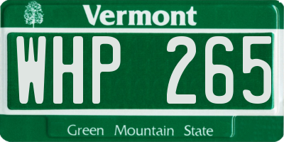 VT license plate WHP265