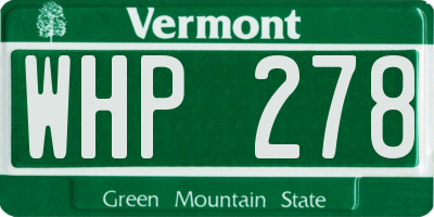 VT license plate WHP278