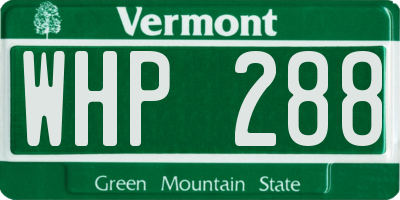 VT license plate WHP288