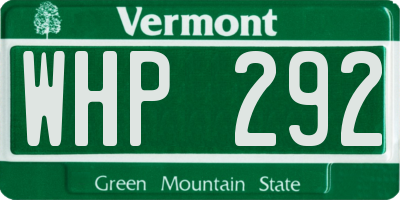 VT license plate WHP292
