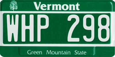 VT license plate WHP298