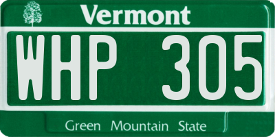 VT license plate WHP305