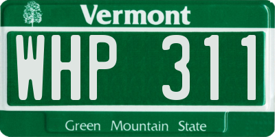 VT license plate WHP311