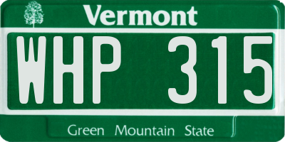 VT license plate WHP315