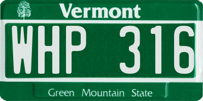 VT license plate WHP316