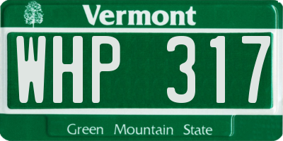 VT license plate WHP317