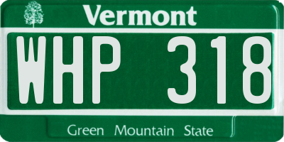 VT license plate WHP318