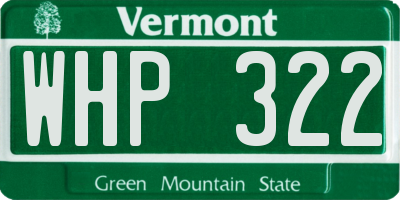 VT license plate WHP322
