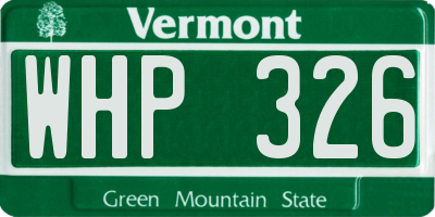 VT license plate WHP326