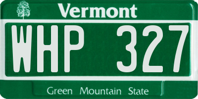 VT license plate WHP327