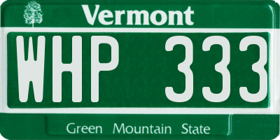 VT license plate WHP333