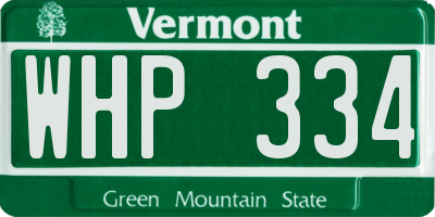 VT license plate WHP334
