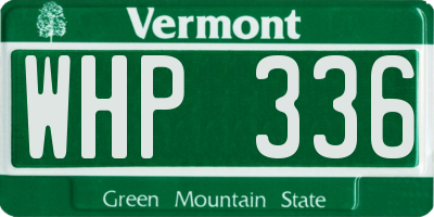 VT license plate WHP336