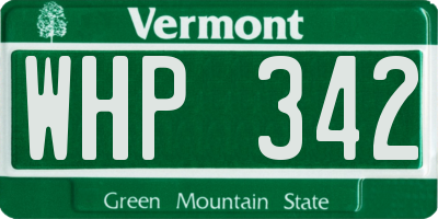 VT license plate WHP342