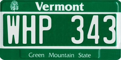 VT license plate WHP343