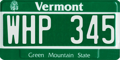 VT license plate WHP345