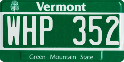 VT license plate WHP352