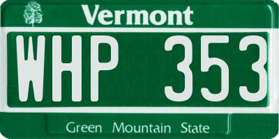 VT license plate WHP353