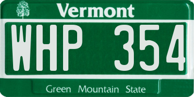 VT license plate WHP354