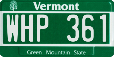 VT license plate WHP361