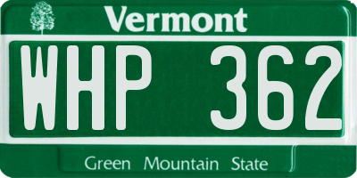 VT license plate WHP362