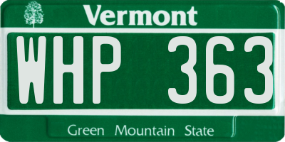 VT license plate WHP363