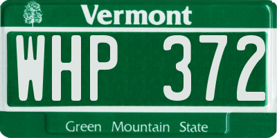 VT license plate WHP372