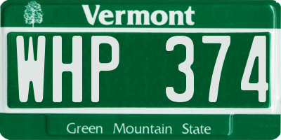 VT license plate WHP374