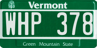 VT license plate WHP378