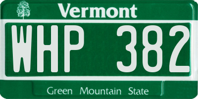 VT license plate WHP382