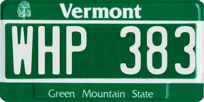 VT license plate WHP383