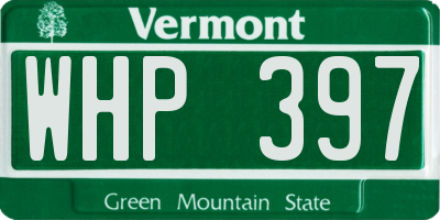 VT license plate WHP397
