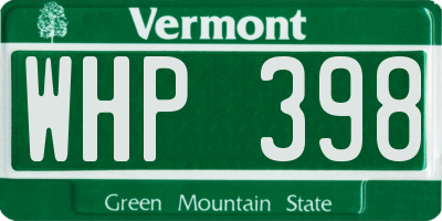 VT license plate WHP398
