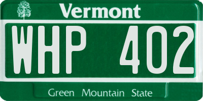 VT license plate WHP402