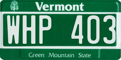 VT license plate WHP403