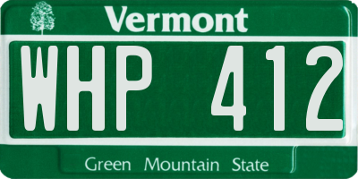 VT license plate WHP412