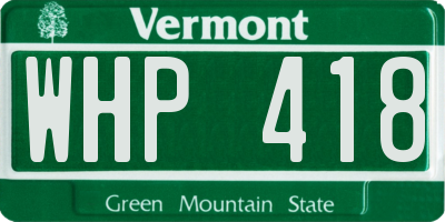 VT license plate WHP418