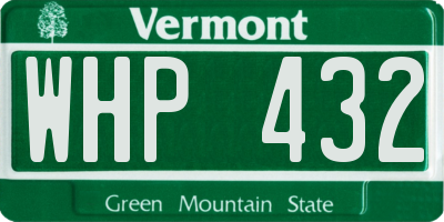 VT license plate WHP432