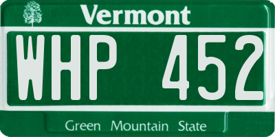 VT license plate WHP452
