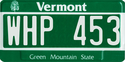 VT license plate WHP453