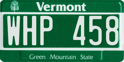 VT license plate WHP458