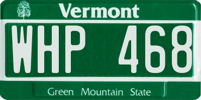 VT license plate WHP468