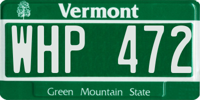VT license plate WHP472