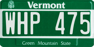 VT license plate WHP475