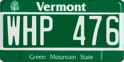 VT license plate WHP476