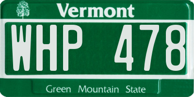 VT license plate WHP478